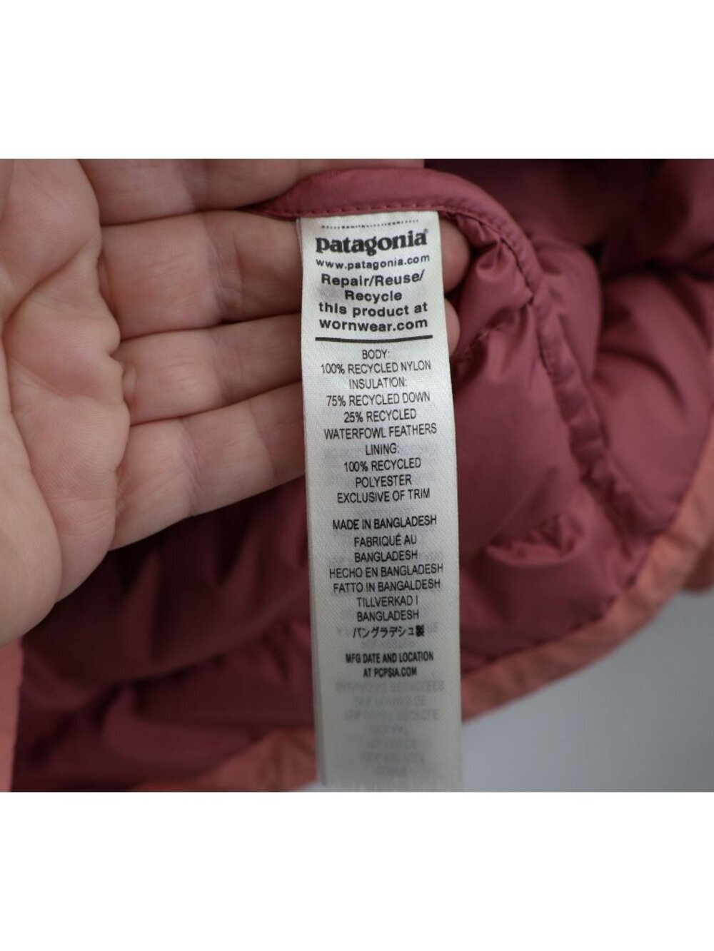 Patagonia Girls Down Sweater Jacket Size Large Pink Full Zip Puffer Outerwear - Picture 10 of 16